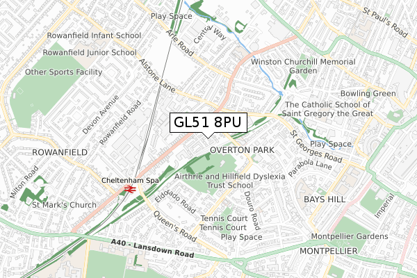 GL51 8PU map - small scale - OS Open Zoomstack (Ordnance Survey)