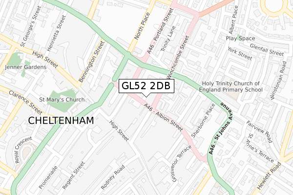 GL52 2DB map - large scale - OS Open Zoomstack (Ordnance Survey)