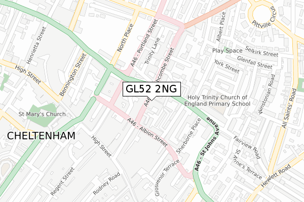 GL52 2NG map - large scale - OS Open Zoomstack (Ordnance Survey)