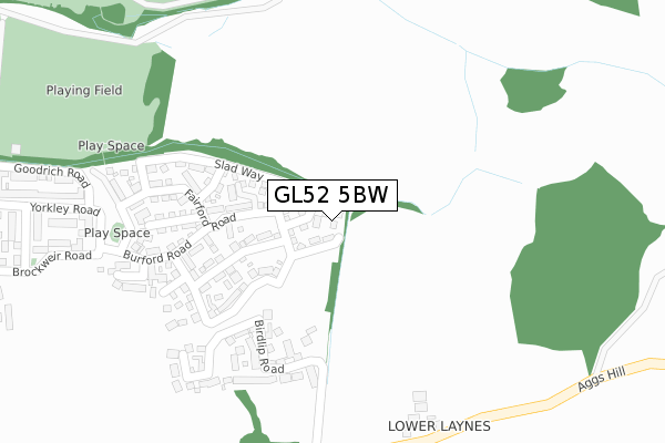 GL52 5BW map - large scale - OS Open Zoomstack (Ordnance Survey)