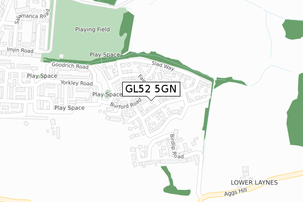 GL52 5GN map - large scale - OS Open Zoomstack (Ordnance Survey)