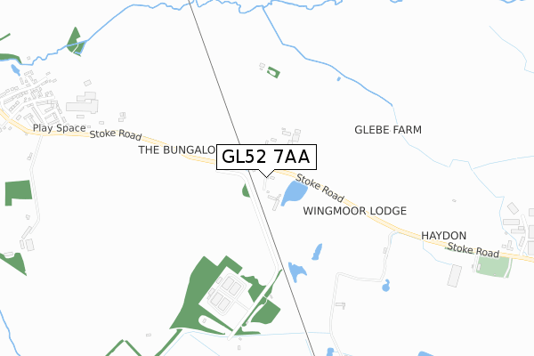 GL52 7AA map - small scale - OS Open Zoomstack (Ordnance Survey)