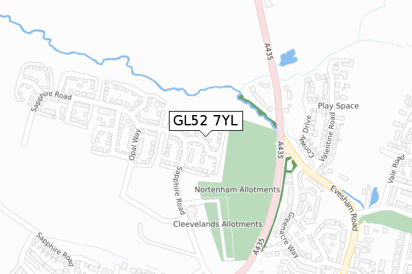 GL52 7YL map - large scale - OS Open Zoomstack (Ordnance Survey)