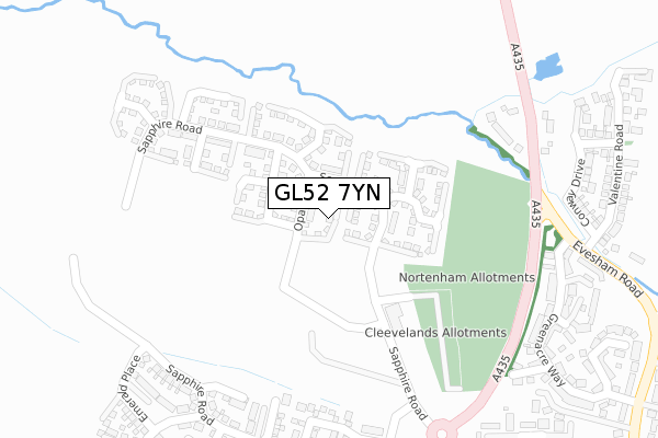 GL52 7YN map - large scale - OS Open Zoomstack (Ordnance Survey)