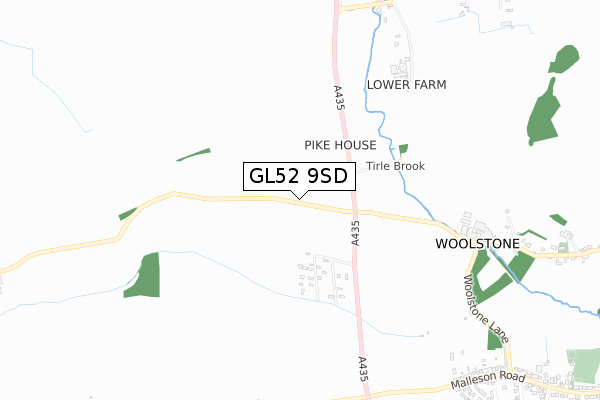 GL52 9SD map - small scale - OS Open Zoomstack (Ordnance Survey)