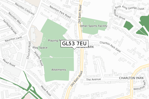 GL53 7EU map - large scale - OS Open Zoomstack (Ordnance Survey)