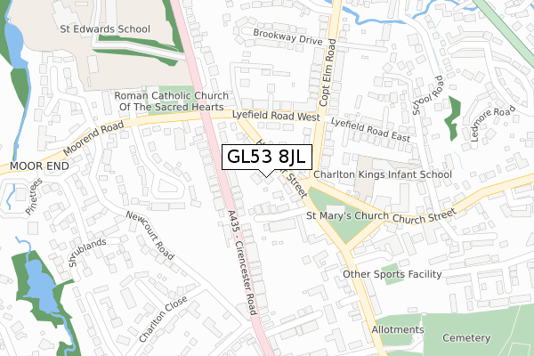 GL53 8JL map - large scale - OS Open Zoomstack (Ordnance Survey)