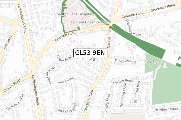 GL53 9EN map - large scale - OS Open Zoomstack (Ordnance Survey)