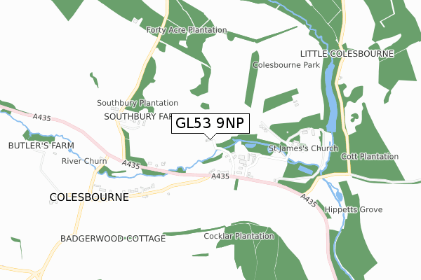 GL53 9NP map - small scale - OS Open Zoomstack (Ordnance Survey)