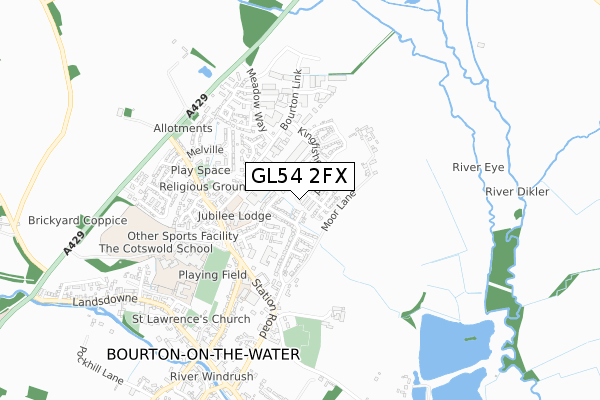 GL54 2FX map - small scale - OS Open Zoomstack (Ordnance Survey)