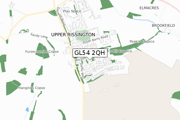 GL54 2QH map - small scale - OS Open Zoomstack (Ordnance Survey)