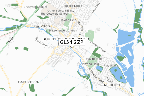 GL54 2ZP map - small scale - OS Open Zoomstack (Ordnance Survey)