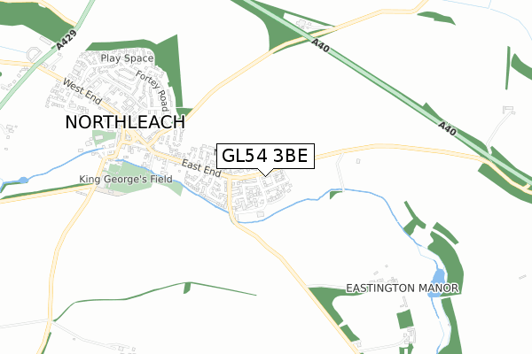 GL54 3BE map - small scale - OS Open Zoomstack (Ordnance Survey)