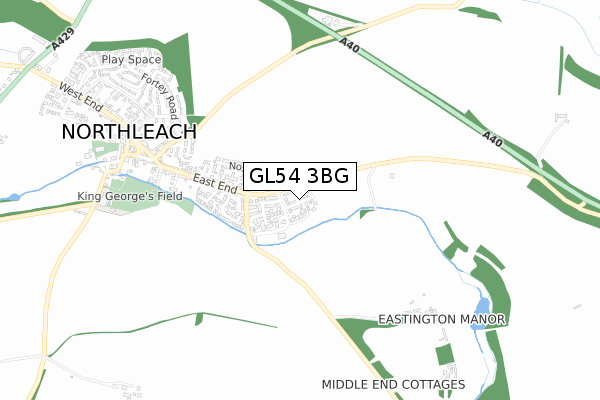 GL54 3BG map - small scale - OS Open Zoomstack (Ordnance Survey)