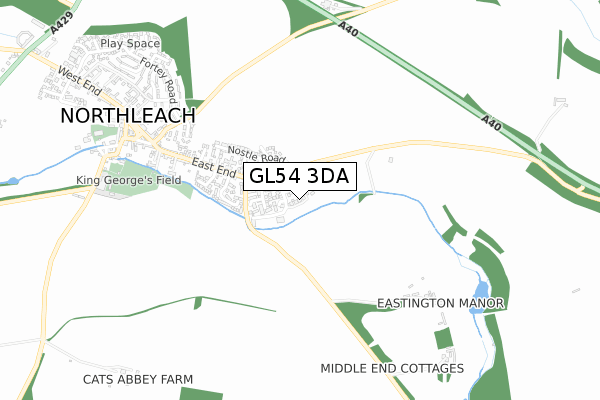 GL54 3DA map - small scale - OS Open Zoomstack (Ordnance Survey)