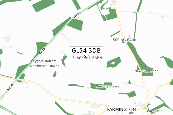 GL54 3DB map - small scale - OS Open Zoomstack (Ordnance Survey)