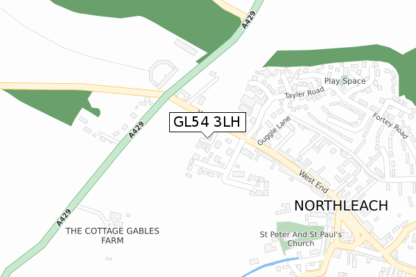 GL54 3LH map - large scale - OS Open Zoomstack (Ordnance Survey)