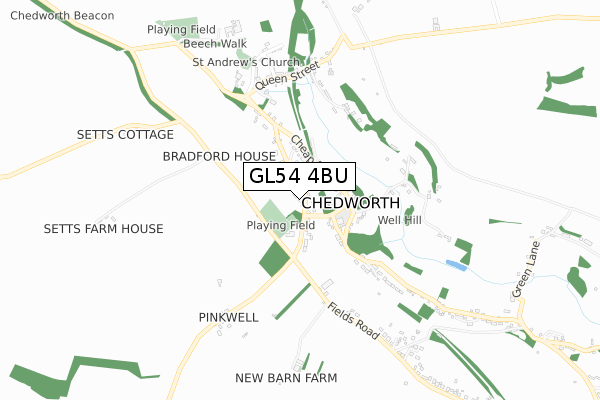 GL54 4BU map - small scale - OS Open Zoomstack (Ordnance Survey)