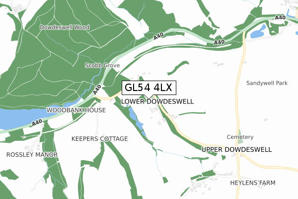 GL54 4LX map - small scale - OS Open Zoomstack (Ordnance Survey)