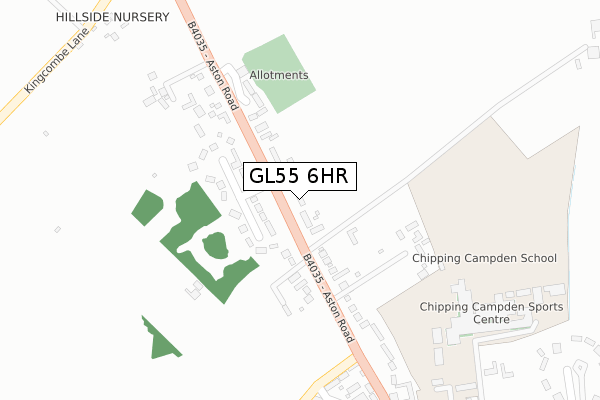 GL55 6HR map - large scale - OS Open Zoomstack (Ordnance Survey)
