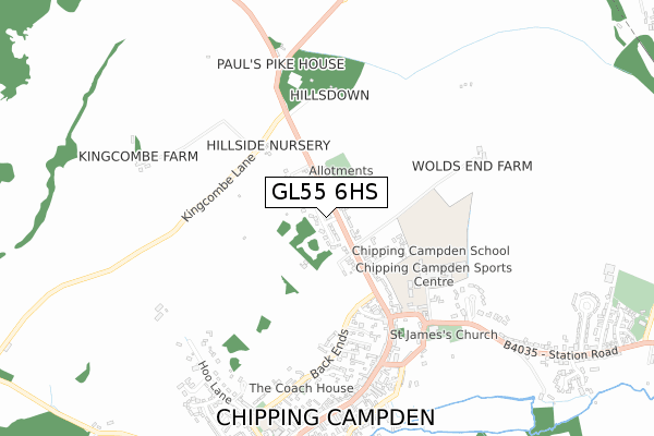 GL55 6HS map - small scale - OS Open Zoomstack (Ordnance Survey)