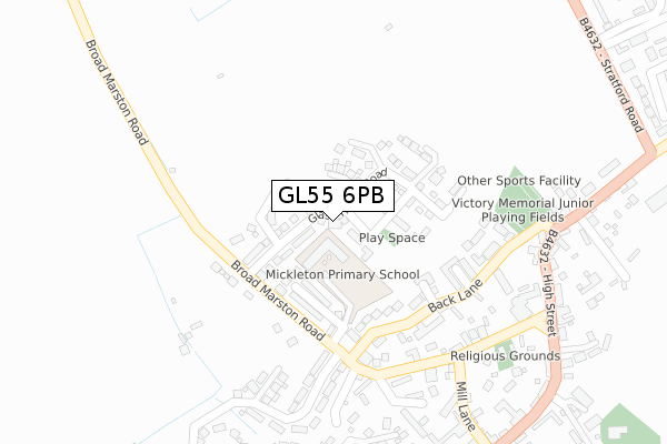 GL55 6PB map - large scale - OS Open Zoomstack (Ordnance Survey)