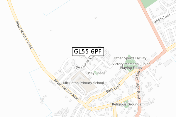 GL55 6PF map - large scale - OS Open Zoomstack (Ordnance Survey)