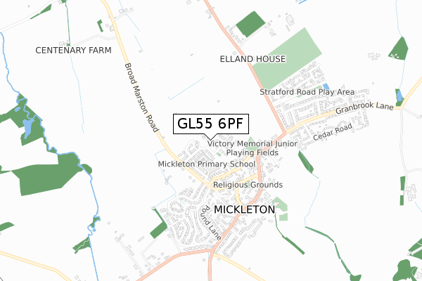 GL55 6PF map - small scale - OS Open Zoomstack (Ordnance Survey)