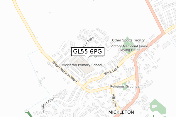 GL55 6PG map - large scale - OS Open Zoomstack (Ordnance Survey)