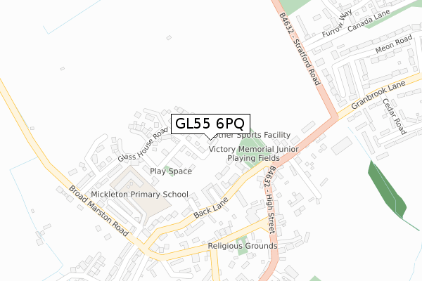 GL55 6PQ map - large scale - OS Open Zoomstack (Ordnance Survey)