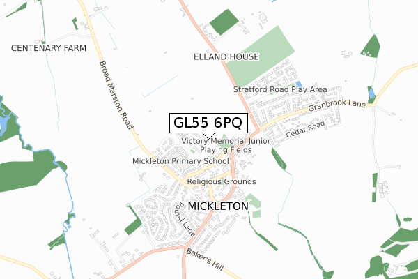 GL55 6PQ map - small scale - OS Open Zoomstack (Ordnance Survey)