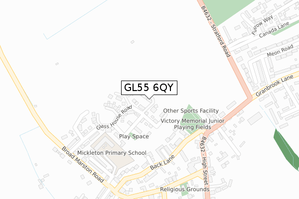 GL55 6QY map - large scale - OS Open Zoomstack (Ordnance Survey)