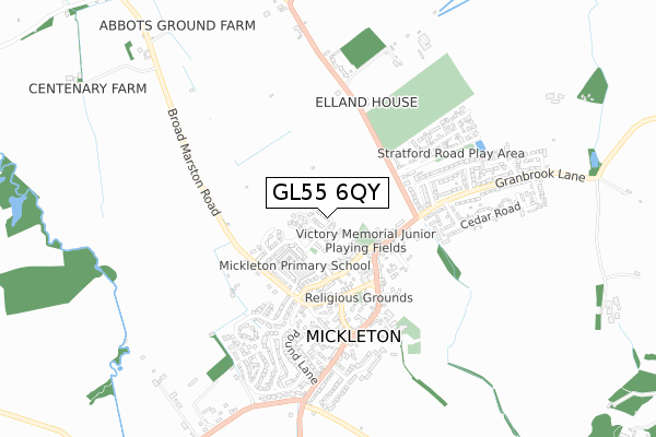 GL55 6QY map - small scale - OS Open Zoomstack (Ordnance Survey)