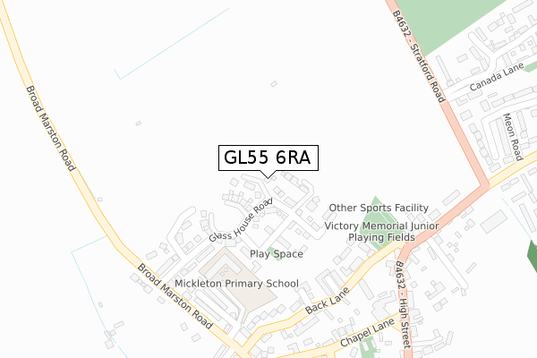 GL55 6RA map - large scale - OS Open Zoomstack (Ordnance Survey)