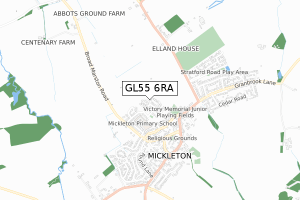 GL55 6RA map - small scale - OS Open Zoomstack (Ordnance Survey)