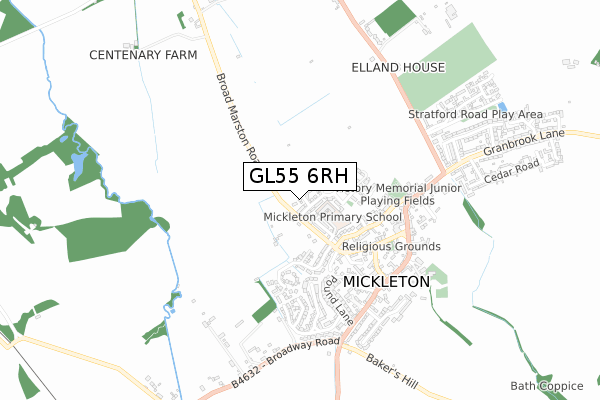 GL55 6RH map - small scale - OS Open Zoomstack (Ordnance Survey)
