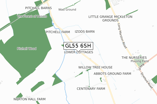 GL55 6SH map - small scale - OS Open Zoomstack (Ordnance Survey)