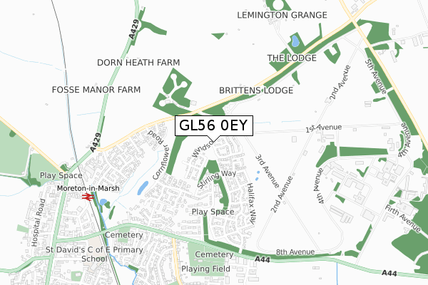 GL56 0EY map - small scale - OS Open Zoomstack (Ordnance Survey)