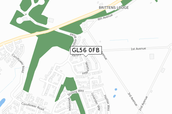 GL56 0FB map - large scale - OS Open Zoomstack (Ordnance Survey)