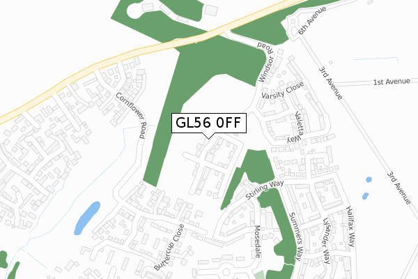 GL56 0FF map - large scale - OS Open Zoomstack (Ordnance Survey)