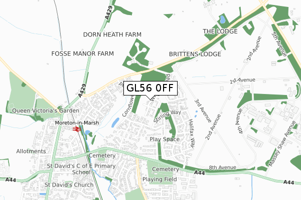 GL56 0FF map - small scale - OS Open Zoomstack (Ordnance Survey)