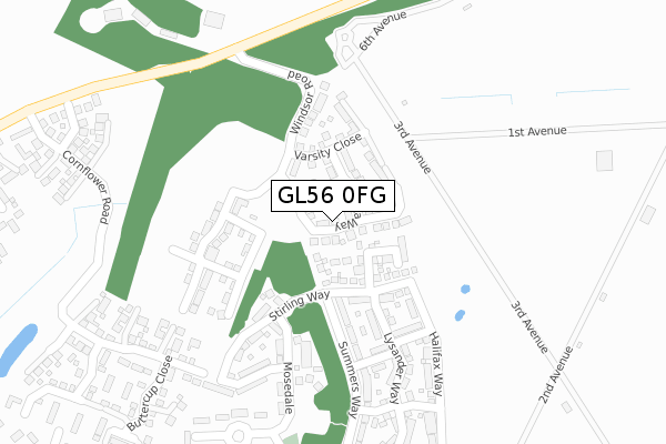 GL56 0FG map - large scale - OS Open Zoomstack (Ordnance Survey)