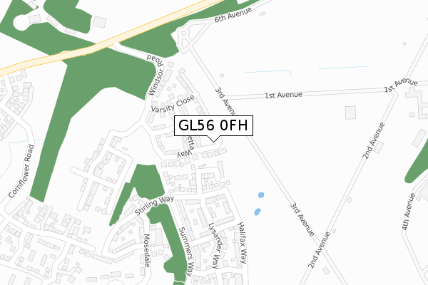 GL56 0FH map - large scale - OS Open Zoomstack (Ordnance Survey)