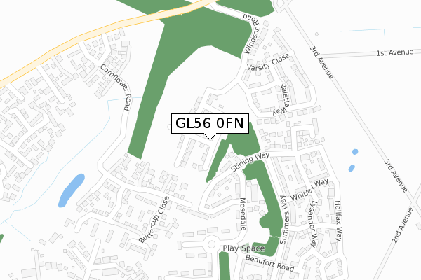 GL56 0FN map - large scale - OS Open Zoomstack (Ordnance Survey)