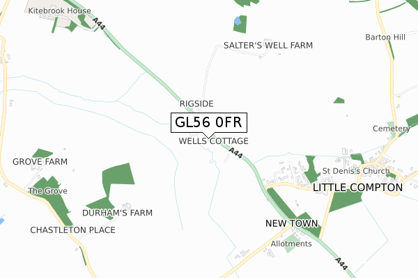 GL56 0FR map - small scale - OS Open Zoomstack (Ordnance Survey)