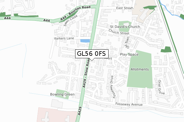 GL56 0FS map - large scale - OS Open Zoomstack (Ordnance Survey)