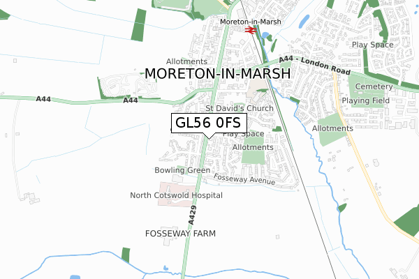 GL56 0FS map - small scale - OS Open Zoomstack (Ordnance Survey)