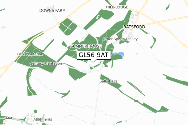 GL56 9AT map - small scale - OS Open Zoomstack (Ordnance Survey)