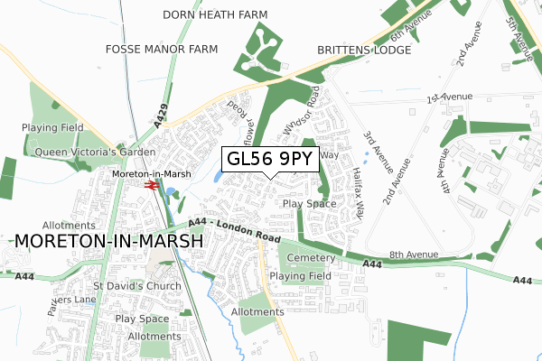 GL56 9PY map - small scale - OS Open Zoomstack (Ordnance Survey)