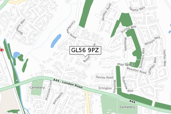 GL56 9PZ map - large scale - OS Open Zoomstack (Ordnance Survey)